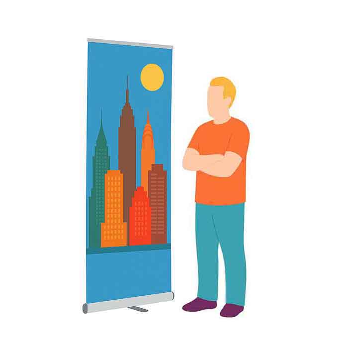 Pull up graphic extended on pole