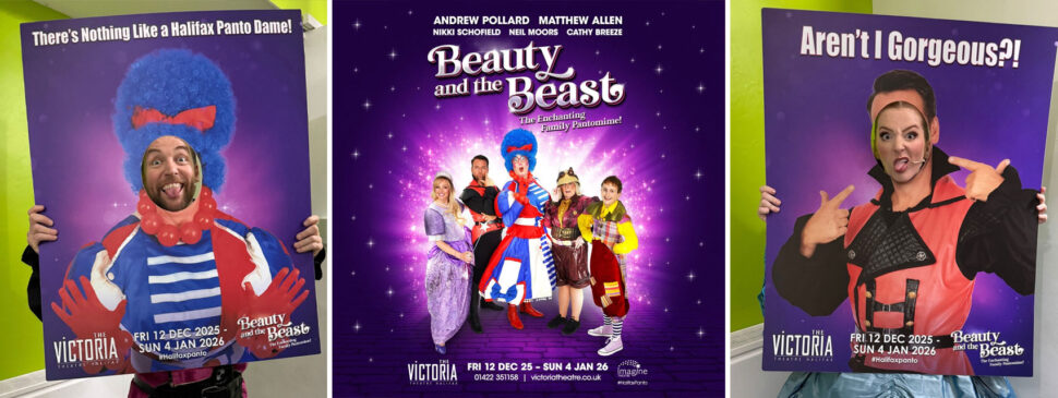 Face-in-the-hole peep-hole boards for Beauty and the Beast at The Victoria Theatre, Halifax