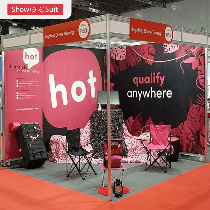 Image of ShowSuit fabric display in a shell scheme booth