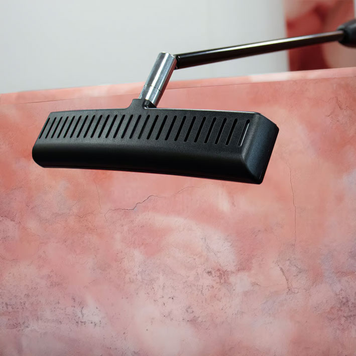 Close-up of the slim 12W LED exhibition light head